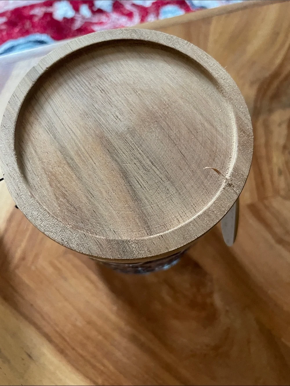 Home Acacia & Glass Textured Storage Jar - Clear Glass with Natural Wood Lid